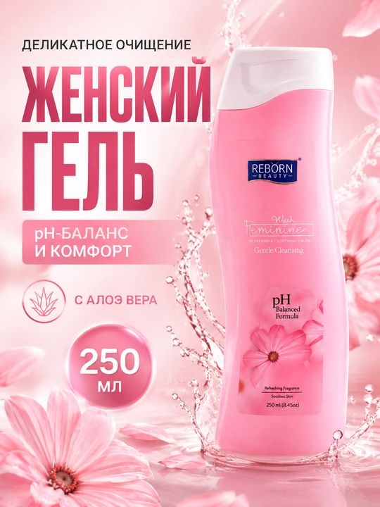 Гель для интимной гигиены Reborn Beauty с алоэ вера, pH-баланс, 250 мл - 