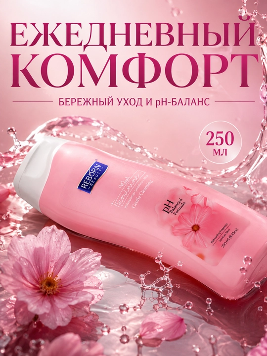 Гель для интимной гигиены Reborn Beauty с алоэ вера, pH-баланс, 250 мл