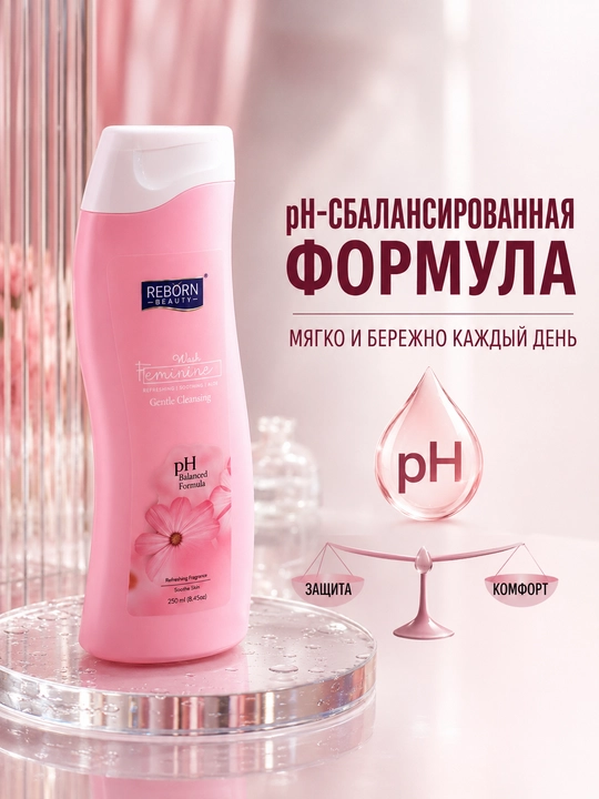 Гель для интимной гигиены Reborn Beauty с алоэ вера, pH-баланс, 250 мл