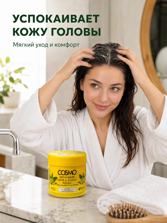 Маска COSMO для волос и кожи головы с гамамелисом, ромашкой и аллантоином, 325 мл