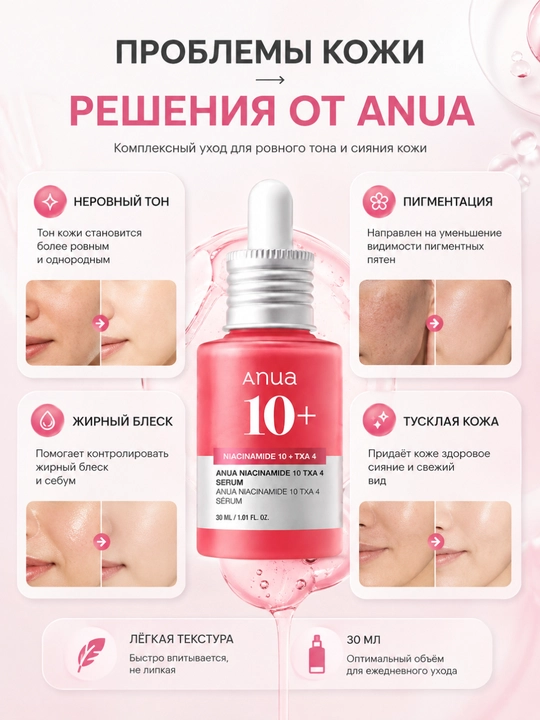 Сыворотка для лица Anua Niacinamide 10% + TXA 4%, 30 мл