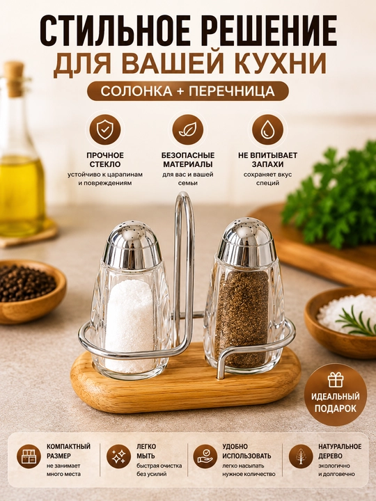 Набор для специй и солонка и перечница на подставке – кухонный набор для приправ