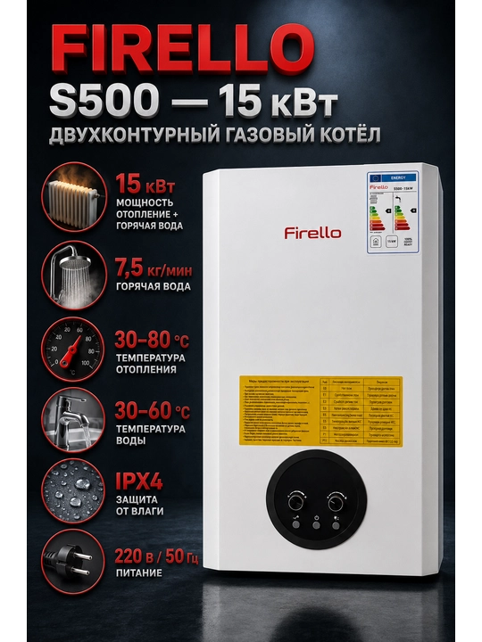 Katyol Firello S500 ikki konturli gaz qozoni 15 kVt gazli Katyol Kotel
