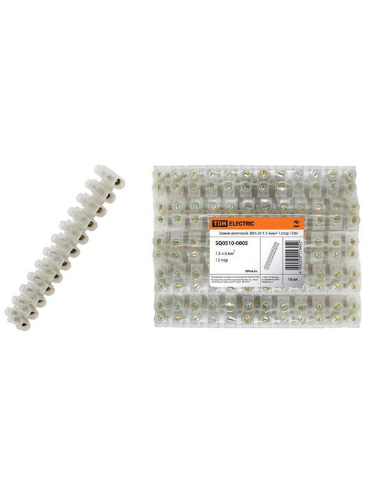 Зажим винтовой ЗВИ-20 TDM ELECTRIC SQ0510-0005, 1,5–6 мм², 12 пар