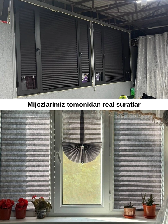 Plise pardalar, matoli, o'z o'zidan yopishuvchi, deraza va balkon uchun, Blackout jalyuzi
