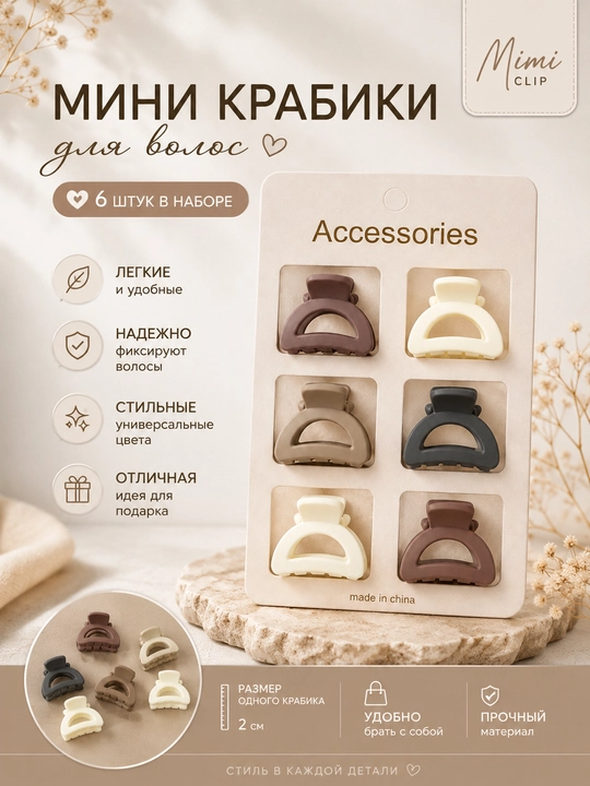 Mini krab qisqichi, 6 dona - 
