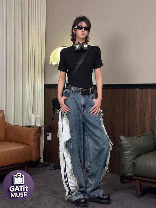 Ayollar baggy jinsi shimlari, keng Y2K, katta o‘lchamli, quvurli