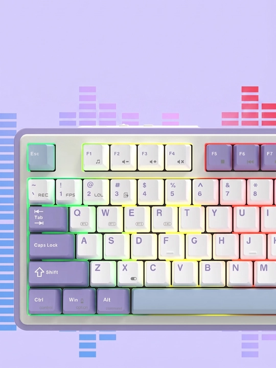 Mexanik O'yin Klaviatura AJAZZ AK870, Simsiz, Bluetooth, RGB, 87 Tugma, 4000mAh, Hot-Swap
