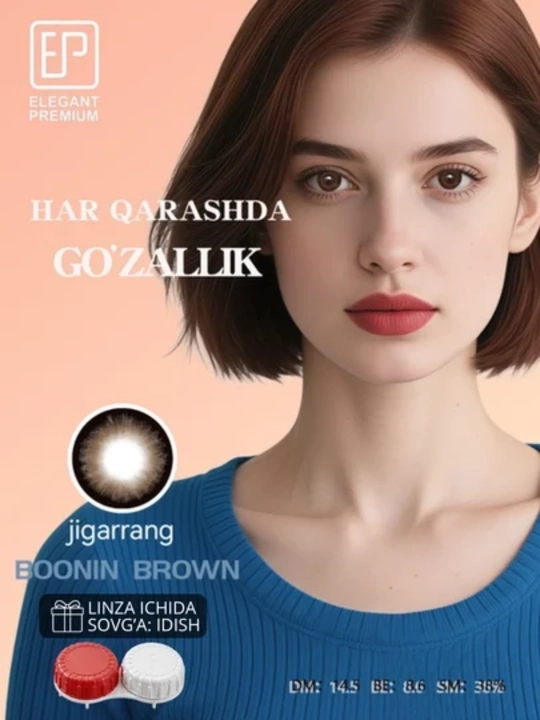 Ko‘zlar uchun rangli kosmetik kontakt linzalar, dioptriyasiz, dekorativ linzalar, 2 ta linza