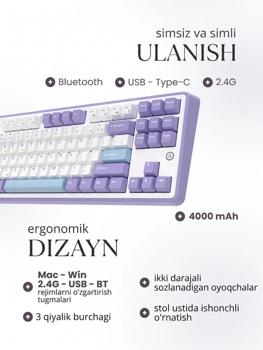 Geymerlar uchun RGB yoritilgan AJAZZ o‘yin klaviaturasi mexanik / membranali