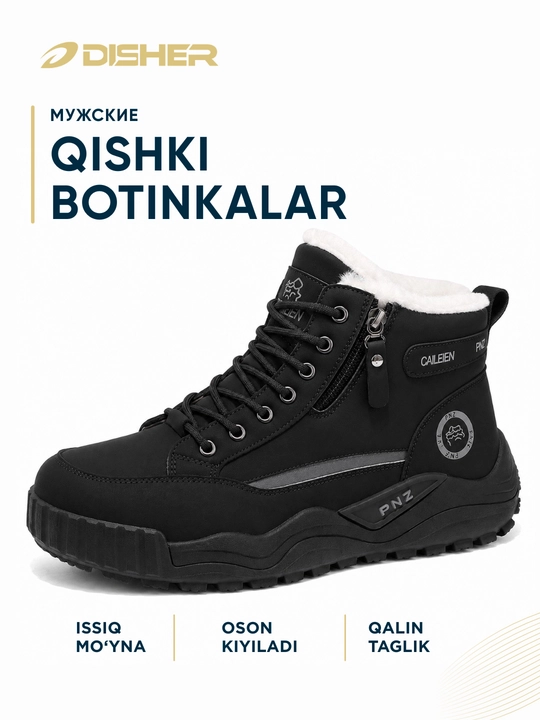 DISHER Arcton qishki erkaklar botinkasi, erkaklar poyabzali