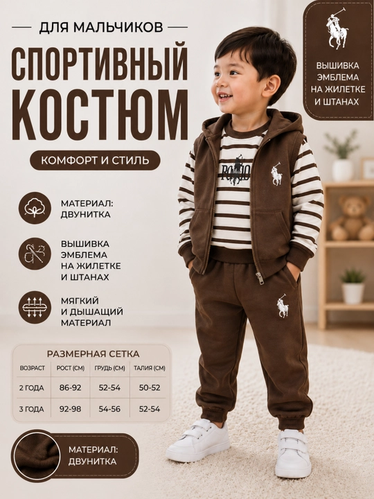 O‘g‘il bola uchun bolalar sport kostyumi, xudi, kofta va shim