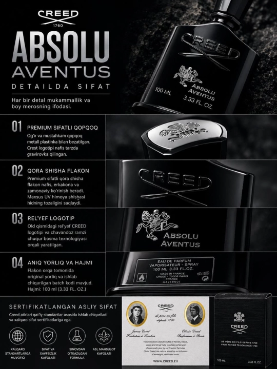 Creed Aventus, Absolu 12-24 часов стойкости