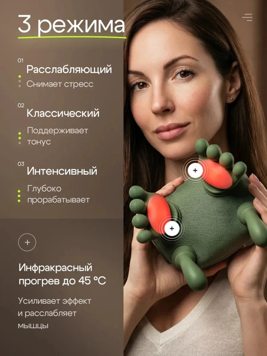 Массажер для шеи и плеч электрический, беспроводной, с подогревом, 3 режима, 2400 мАч