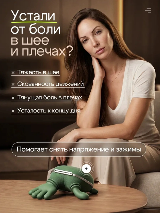Массажер для шеи и плеч электрический, беспроводной, с подогревом, 3 режима, 2400 мАч