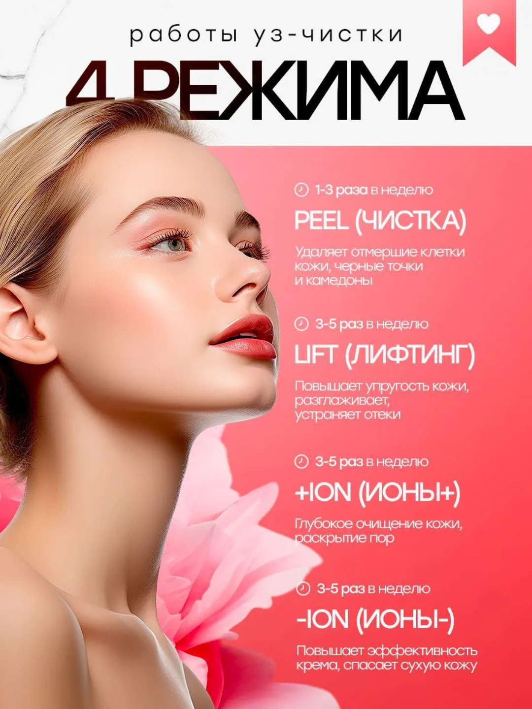 Ультразвуковой аппарат для чистки лица, скрабер для пилинга, очищения пор и массажа