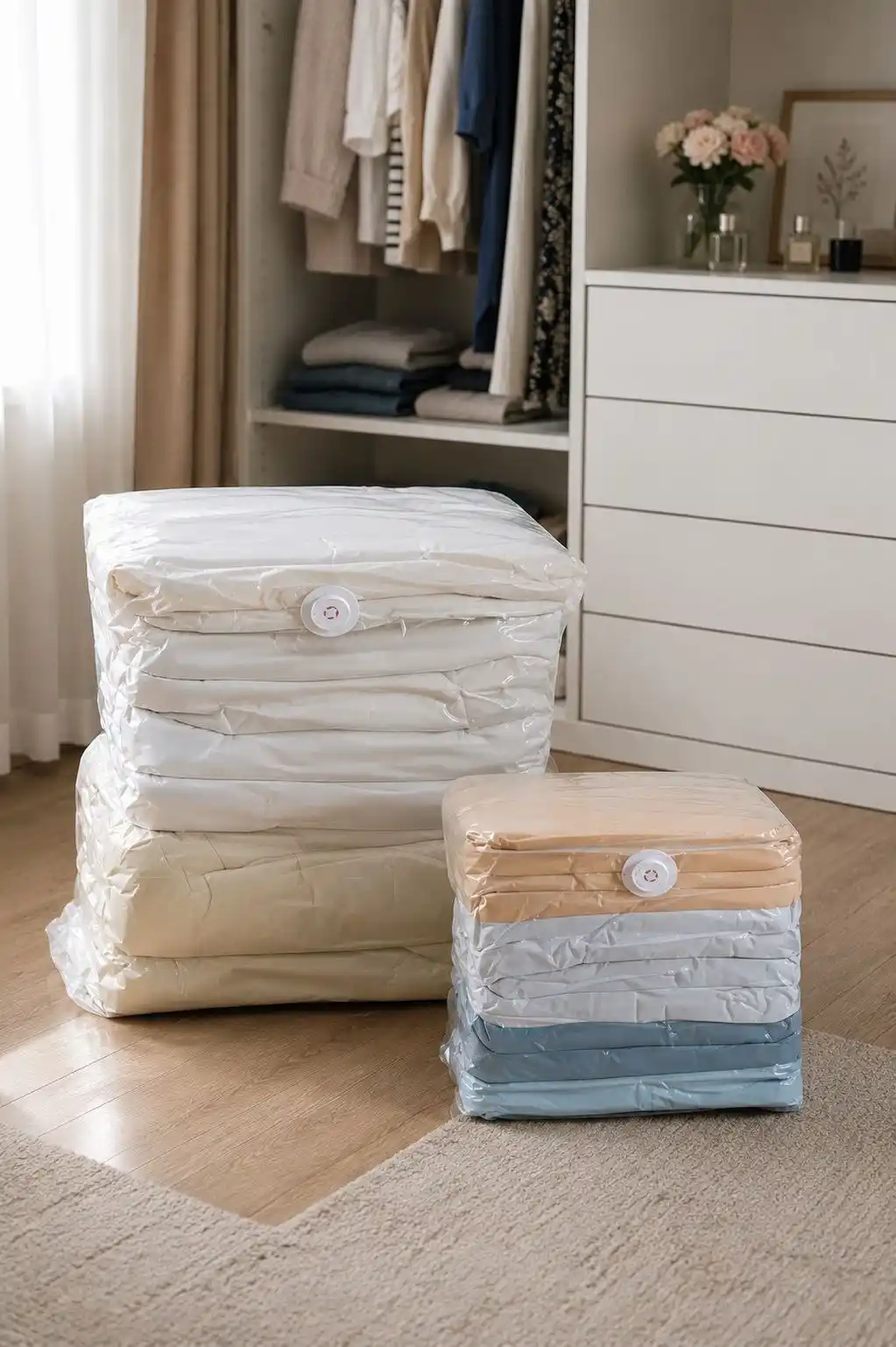 Kiyim saqlash uchun vakum paket, nasossiz hajmli 3D xalta