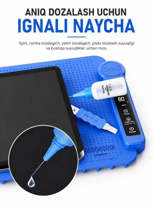 Relife TB2 ignali flakon, 50 ml — suyuqlik uchun qulay va aniq yelim idishi