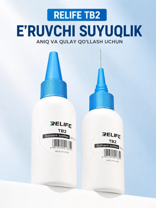 Relife TB2 ignali flakon, 50 ml — suyuqlik uchun qulay va aniq yelim idishi