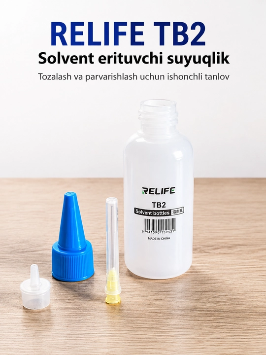 Relife TB2 ignali flakon, 50 ml — suyuqlik uchun qulay va aniq yelim idishi