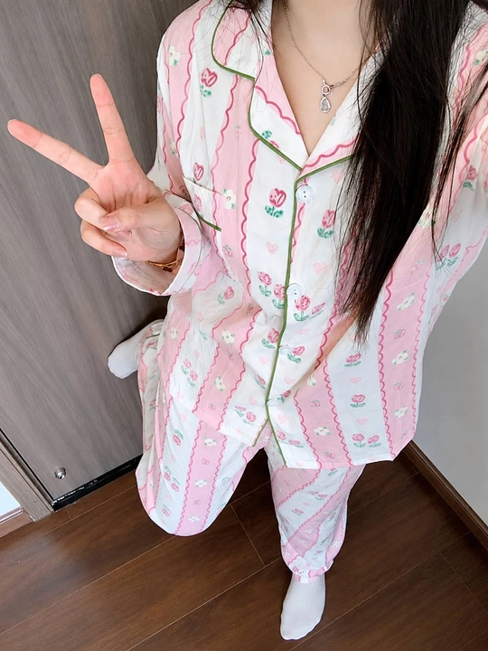 Ayollar uchun uzun yengli uzun shimli pijama – kuz, qish va bahor uchun