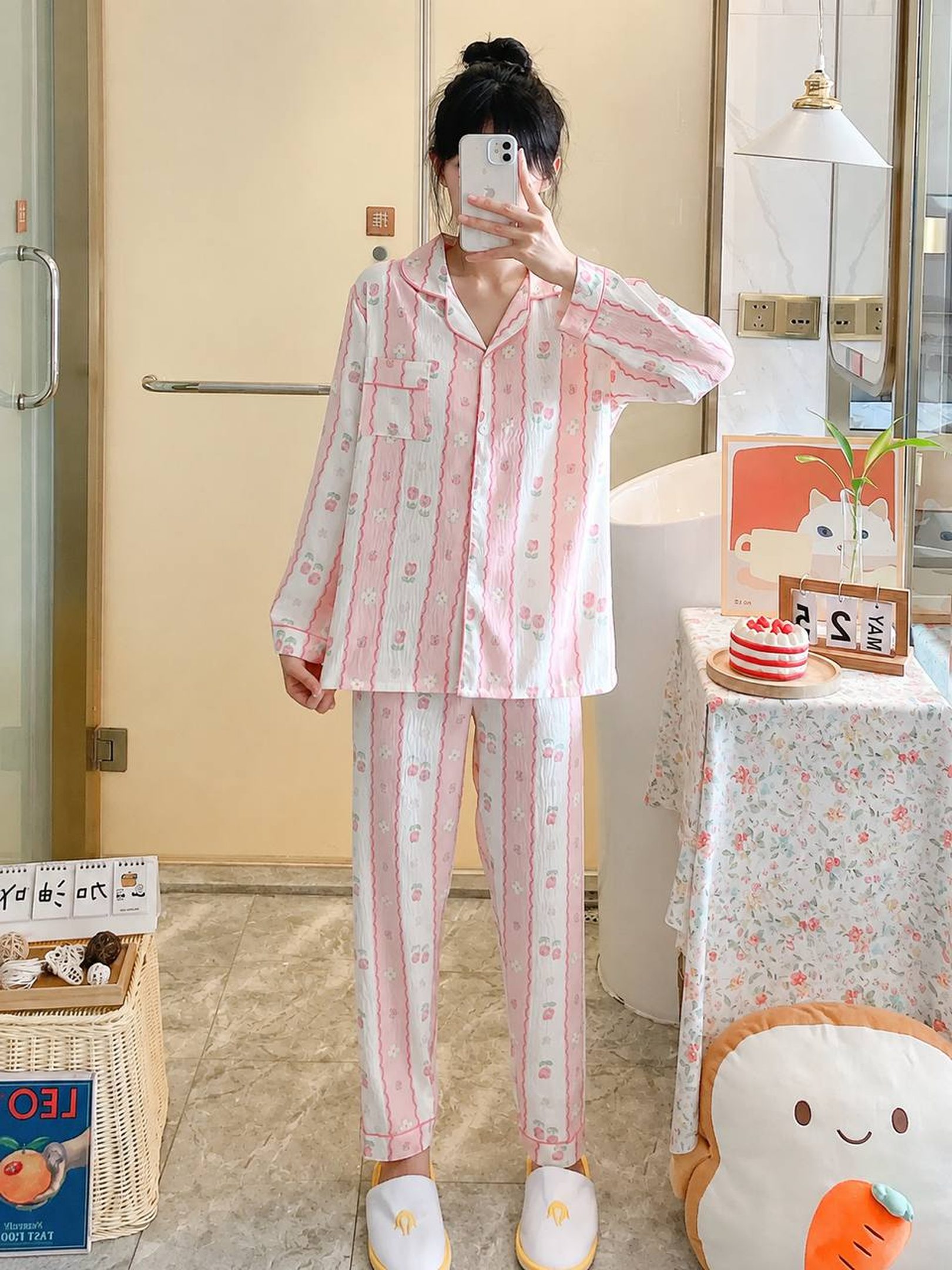 Ayollar uchun uzun yengli uzun shimli pijama – kuz, qish va bahor uchun