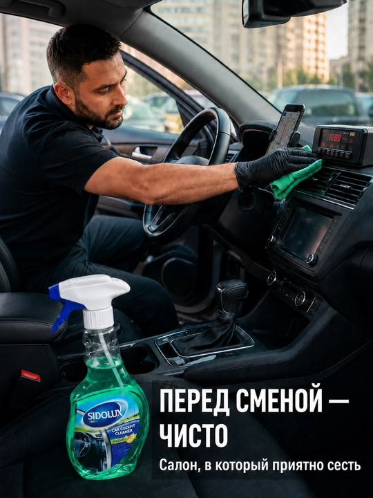 SIDOLUX Car Cockpit Cleaner avtomobil saloni va plastik uchun, qovun hidli, 500 ml