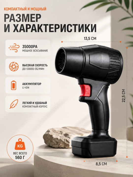 Simsiz havo puflagich 35000 Pa, akkumulyatorli bog‘ va tozalash uchun