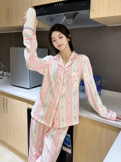 Ayollar uchun uzun yengli uzun shimli pijama – kuz, qish va bahor uchun