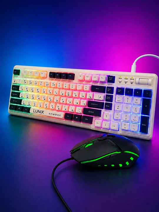 Simli klaviatura va sichqoncha to‘plami LUNIX, USB, kompyuter va noutbuk uchun