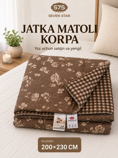 Kuz va yoz uchun mo‘ljallangan ikki kishilik choyshab - 