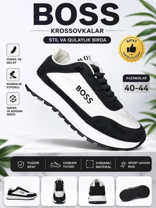 BOSS erkaklar krossovkasi — bahor, yoz va kuz uchun, razmerlari 39-44 - 