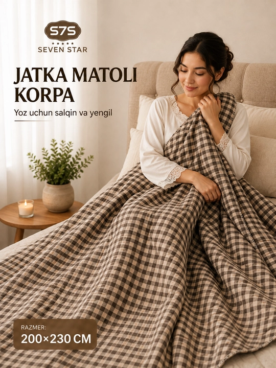 Kuz va yoz uchun mo‘ljallangan ikki kishilik choyshab