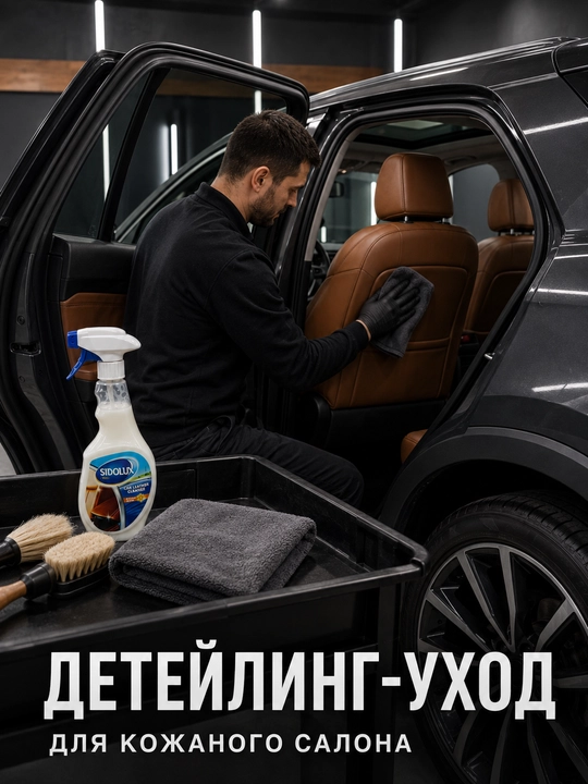 Avtomobil charm saloni uchun SIDOLUX Car Leather Cleaner, tabiiy mumli, 500 ml