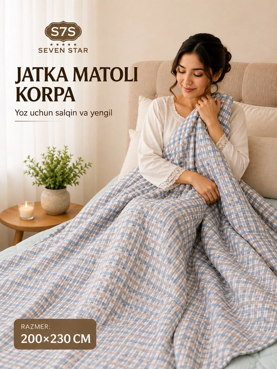 Kuz va yoz uchun mo‘ljallangan ikki kishilik choyshab - 