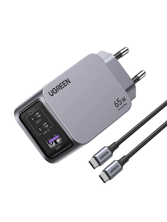 UGREEN 65Вт Сетевое зарядное устройство Nexode Pro 65W PD GaN 3 ports