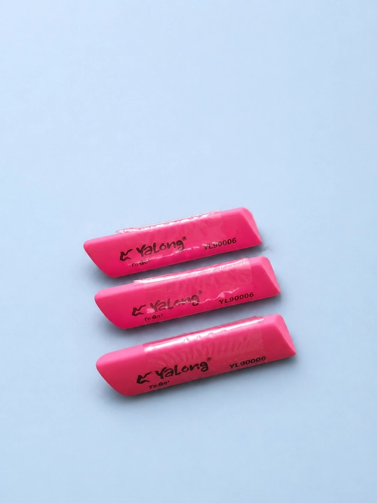 Набор ластиков Yalong ERASER (2+1 в подарок), мягкая стёрка для школы, 2 цвета