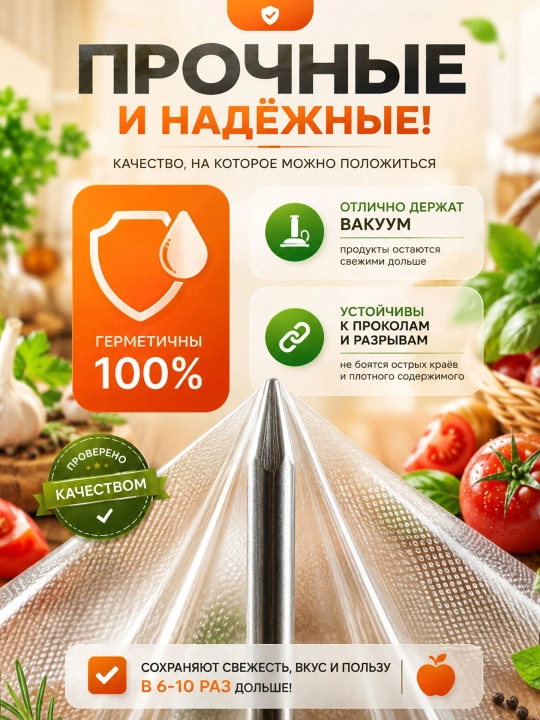Vakuumator uchun relyefli rulon plyonka, 20 sm × 5 m yoki 25 sm × 5 m