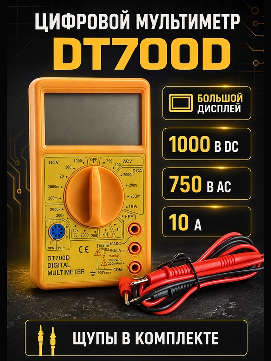 Цифровой мультиметр DT-830D, DT700D, тестер напряжения, тока и сопротивления