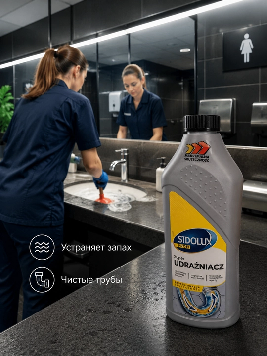 SIDOLUX PROFI гель для прочистки труб и устранения засоров, 1 л