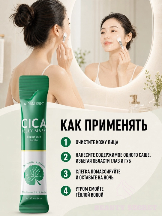 Ночная маска для лица KORMESIC CICA с центеллой, увлажняющая и омолаживающая, 4 мл