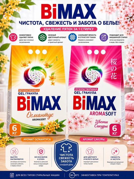 BiMax Automat kir yuvish kukuni, 6 kg - 