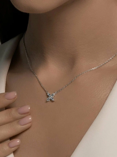 Серебряное колье SOKOLOV 925 пробы с 4 фианитами огранки «Маркиз» 94070976-91