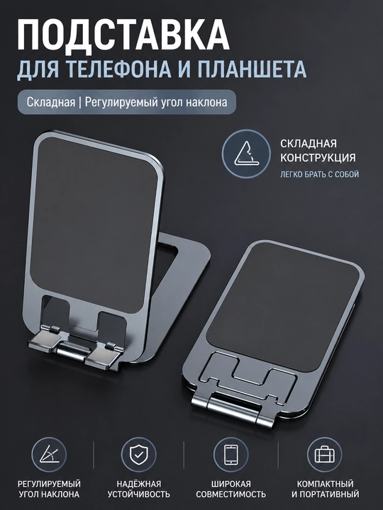 Telefon va planshet uchun buklanadigan stol usti sozlanadigan taglik - 