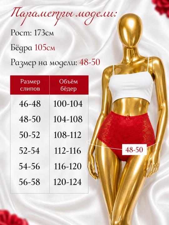Ayollar ichki kiyimi trusik katta õlcham gipyurli yuqori pasadkali 50-56, 4XL-6XL