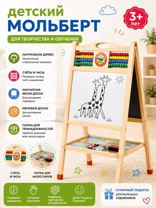 Детский мольберт для творчества и обучения - 