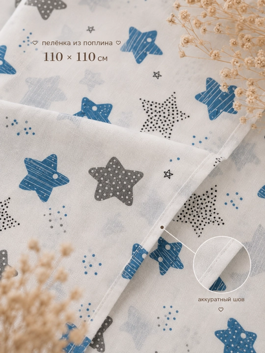 Пелёнка для новорождённых, детская простыня, поплин, 100% хлопок, 110×110 см