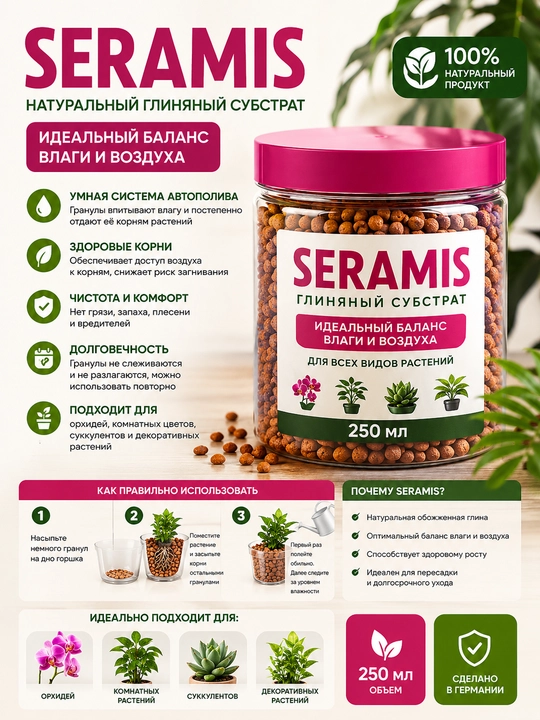 Серамис для растений — минеральный субстрат для комнатных растений, орхидей и цветов