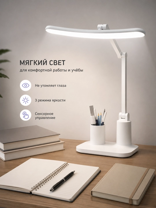 Настольная LED-лампа с сенсорным управлением и органайзером - 