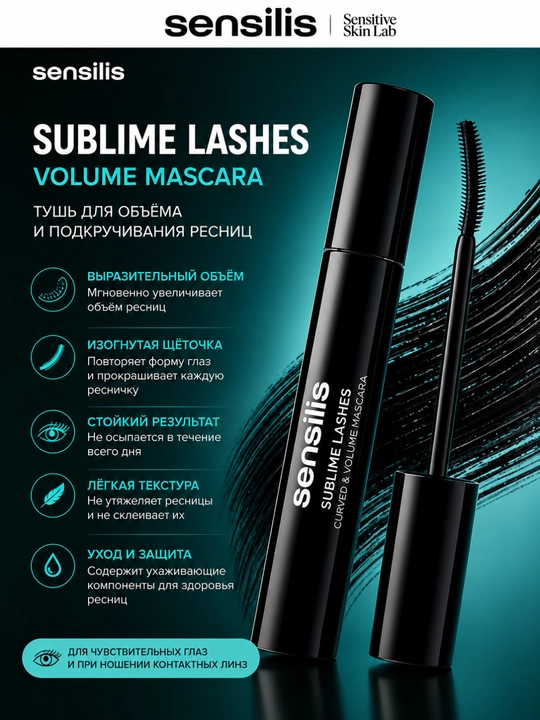 Kipriklarga hajm beruvchi va qayiruvchi tush Sensilis Sublime Lashes, 14 ml